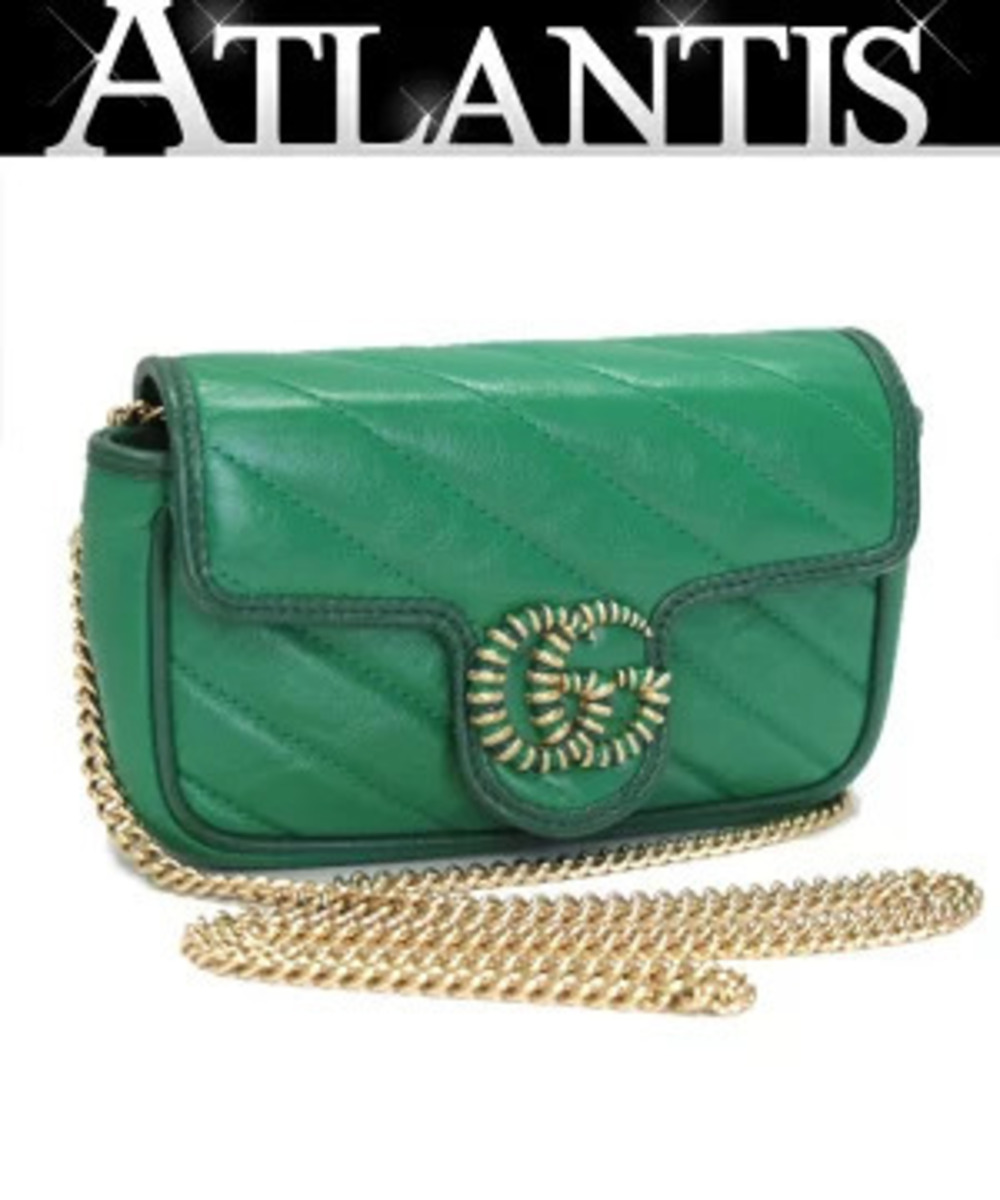 Gucci GG Marmont Chain Shoulder Bag Leather Green